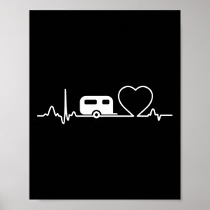 Poster Chemise Camping Caravane Rythme Cardiaque Vacances