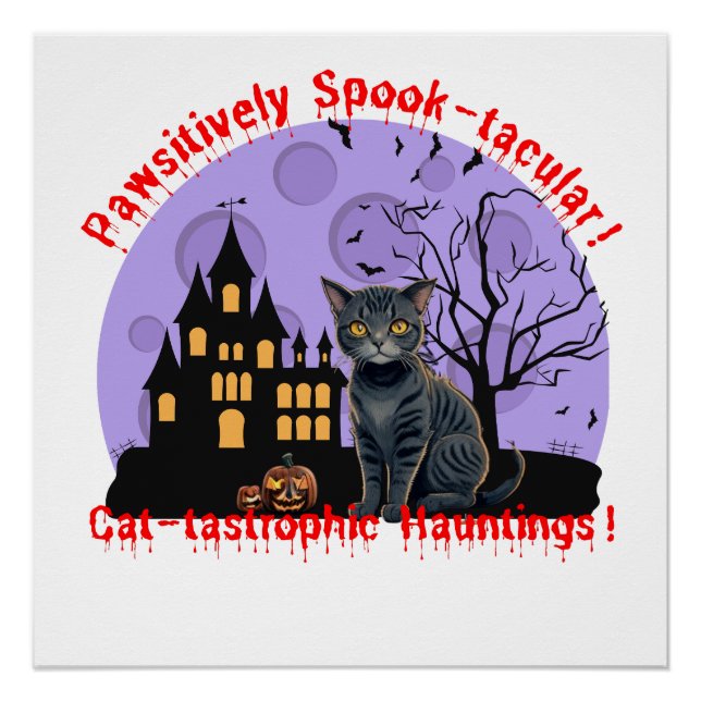 Poster Chemise Chat Halloween | Sweat Halloween | Automne (Devant)