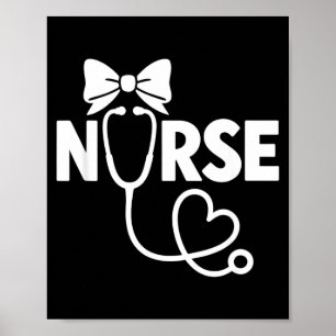 Poster Chemise Coquette Noeud Papillon Infirmière Stéthos