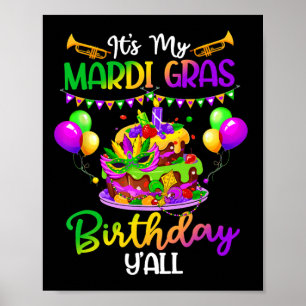 Poster Chemise d'anniversaire Mardi Gras C'est mon annive