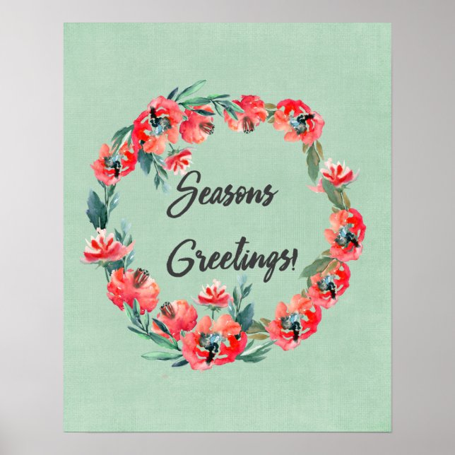 Poster Chemise d'aquarelle rouge Joyeuses Fêtes (Devant)