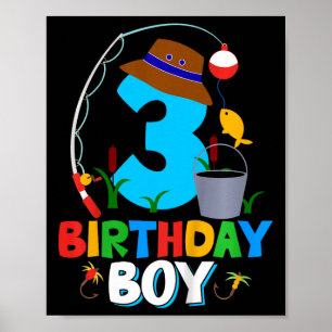 Poster Chemise de 3e anniversaire pour garçon pêche poiss