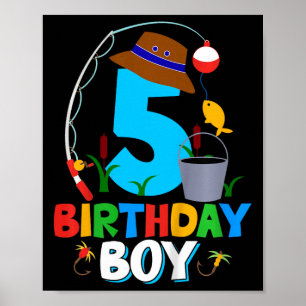 Poster Chemise de 5e anniversaire pour garçons pêche