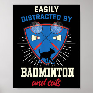 Poster Chemise de badminton amateur de chat drôle joueur