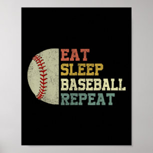 Poster Chemise De Baseball Mange Sommeil Baseball Répéter
