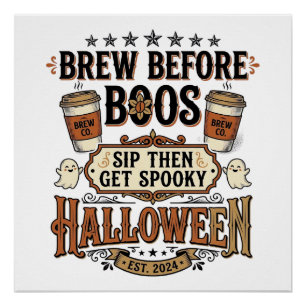 Poster Chemise de café Halloween Brasser avant les fantôm