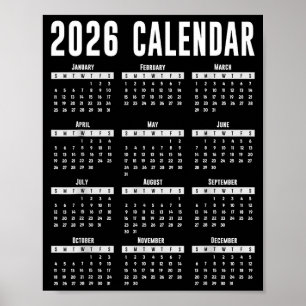 Poster Chemise de calendrier 2026 26 Calendrier 2026