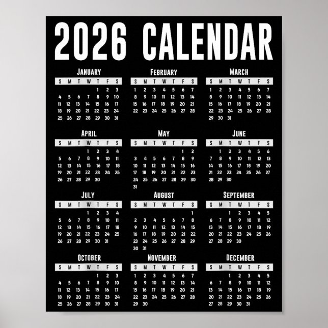 Poster Chemise de calendrier 2026 Calendrier 26 2026  (Devant)