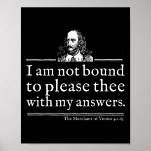 Poster Chemise de citation de Shakespeare non liée à plai