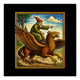 Poster Chemise de fantaisie rétro médiévale à motif de ca