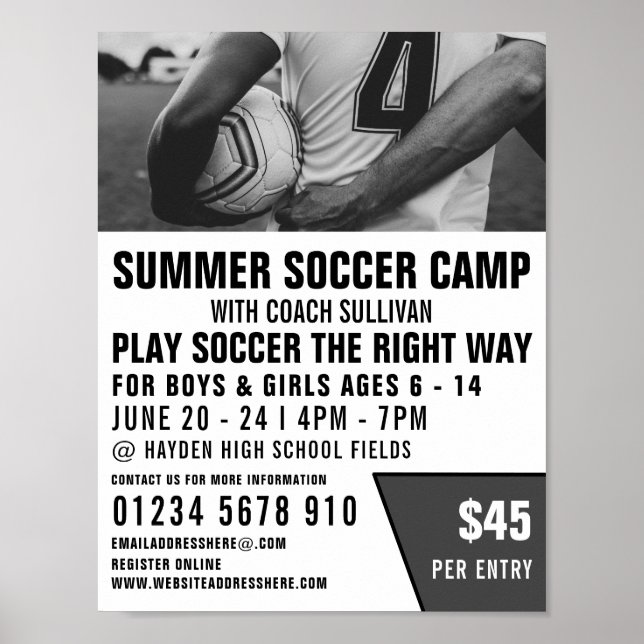 Poster Chemise De Football, Camp De Football Publicité (Devant)