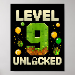 Poster Chemise de garçon d'anniversaire Niveau 9 Débloqué