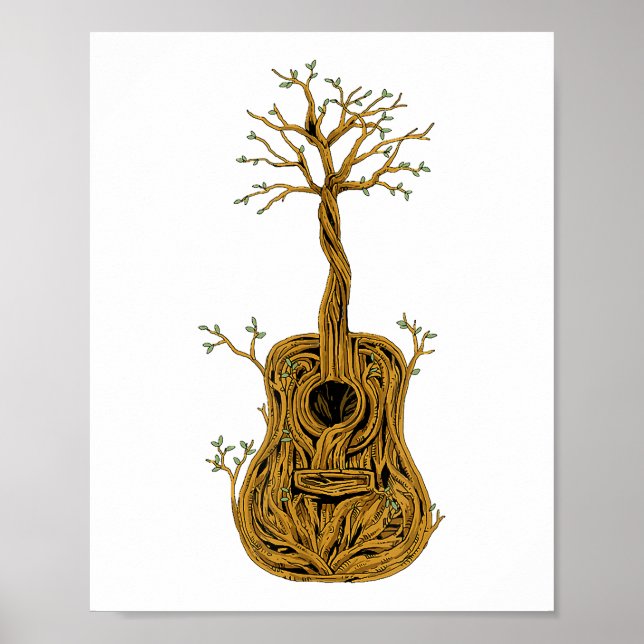 Poster Chemise de guitare acoustique Arbre de vie Joueur  (Devant)