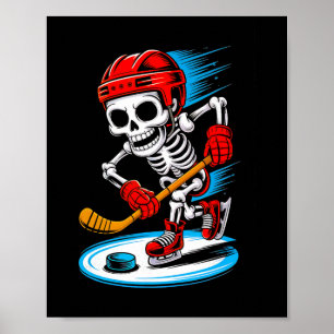 Poster Chemise de hockey drôle squelette Halloween pour a