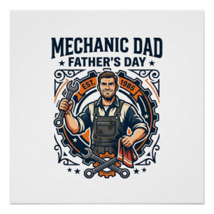 Poster Chemise de Mécanicien de la Fête des Pères Papa Dr