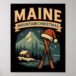 Poster Chemise de montagne du Maine Cabane de ski Chapeau