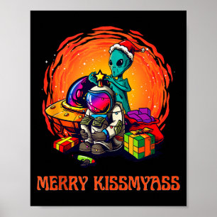Poster Chemise de Noël drôle d'alien _ Joyeux Baiser Mon