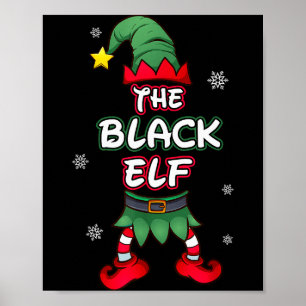 Poster Chemise de Noël Elf noire Pyjama Famille assortis