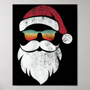 Poster Chemise de Noël F rétro lunettes de soleil visage
