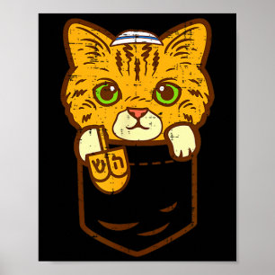 Poster Chemise de nuit Hanukkah Menorah Chat Chaton Juif