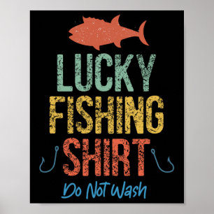 Poster Chemise de pêche chanceuse rétro vintage drôle Ne