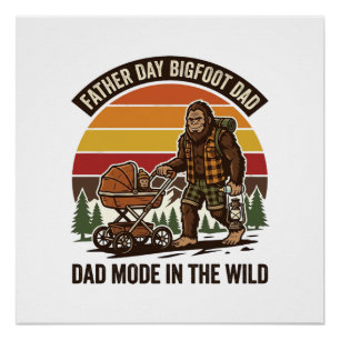 Poster Chemise de père de jour Bigfoot Papa Camping Légen