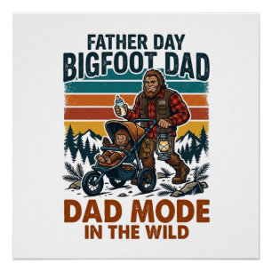 Poster Chemise de père de jour Bigfoot Papa Camping Légen