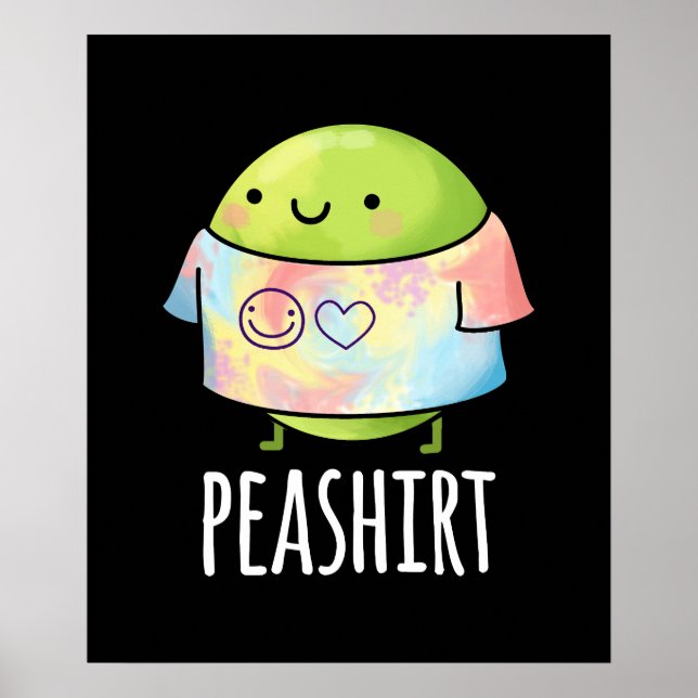 Poster Chemise de pois drôle Veggie Pea TShirt Pun foncé  (Devant)