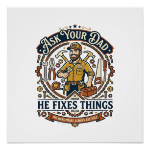 Poster Chemise de réparation de papa de la fête des pères