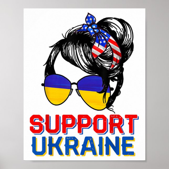 Poster Chemise de soutien à l'Ukraine Femme Drapeau Améri (Devant)
