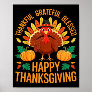 Poster Chemise de Thanksgiving Heureux Bienheureux Reconn