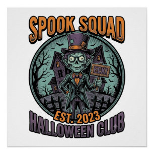 Poster Chemise de zombie Halloween drôle de l'équipe Spoo