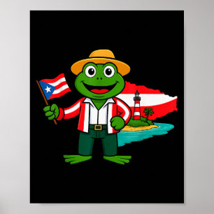 Poster Chemise Drapeau Grenouille Coqui de Porto Rico Pou