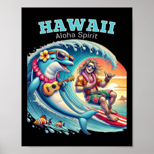 Poster Chemise drôle de surf - Esprit Aloha Hawaï