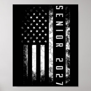 Poster Chemise du drapeau américain Senior 2027 USA remis