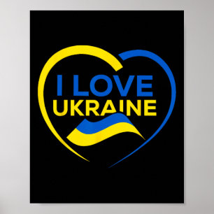 Poster Chemise du drapeau de soutien à l'Ukraine J'aime l