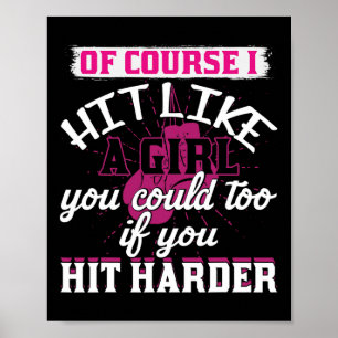 Poster Chemise Frappez Comme Une Fille Kickboxing Boxe Am