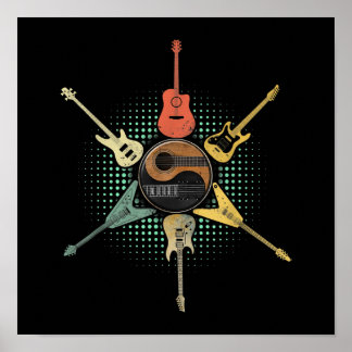 Poster Chemise guitare. Style Rétro, Cadeau Pour Guitaris