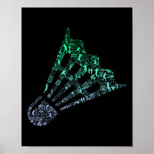 Poster Chemise Homme Joueur de Badminton Silhouette Navet