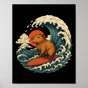 Poster Chemise japonaise de surf Capyra pour homme femme 