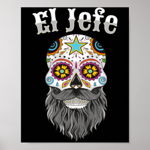 Poster Chemise Mens El Jefe Homme Patron Mexicain Crâne d