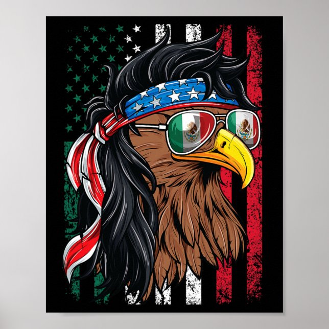 Poster Chemise Mexicaine Américaine Mexique Drapeau Améri (Devant)