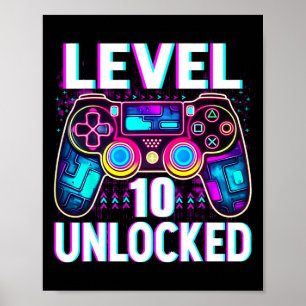 Poster Chemise Niveau 10 Débloqué Drôle Vidéo Joueur Geek