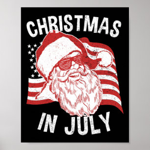 Poster Chemise Noël En Juillet Rétro Hipster Santa 4 Juil