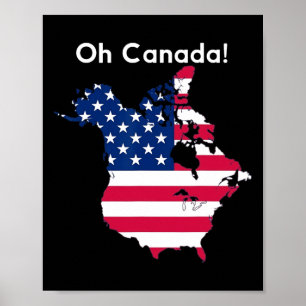 Poster Chemise Oh Canada Carte des États-Unis Drôle Trump