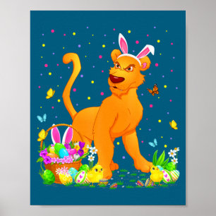 Poster Chemise Pâques Cougar Lapin Oeuf Chasse