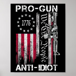 Poster Chemise Pro Gun Anti Idiot Drapeau Vintage Usa 2èm