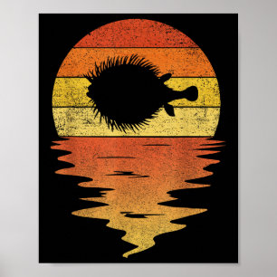 Poster Chemise Rétro Poisson-Lune de Mer Coucher de Solei
