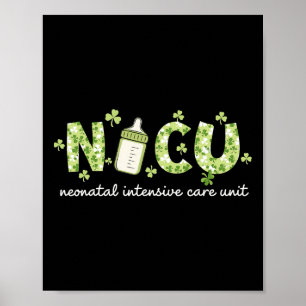 Poster Chemise Rétro Shamrock Infirmière Nicu Bonne Fête