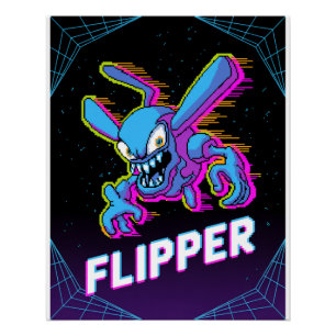 Poster Chemise Rétro Tempest Flipper Arcade Méchant Dessi